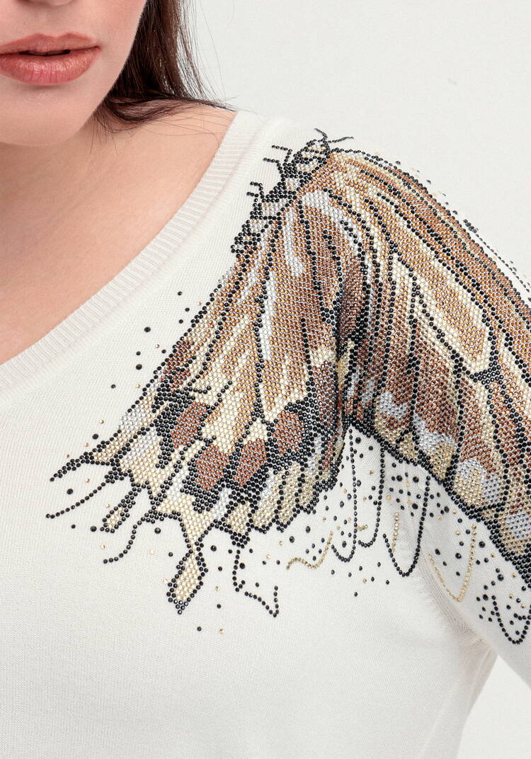 Джемпер с V-образным вырезом и рисунком шир.  750, рис. 12