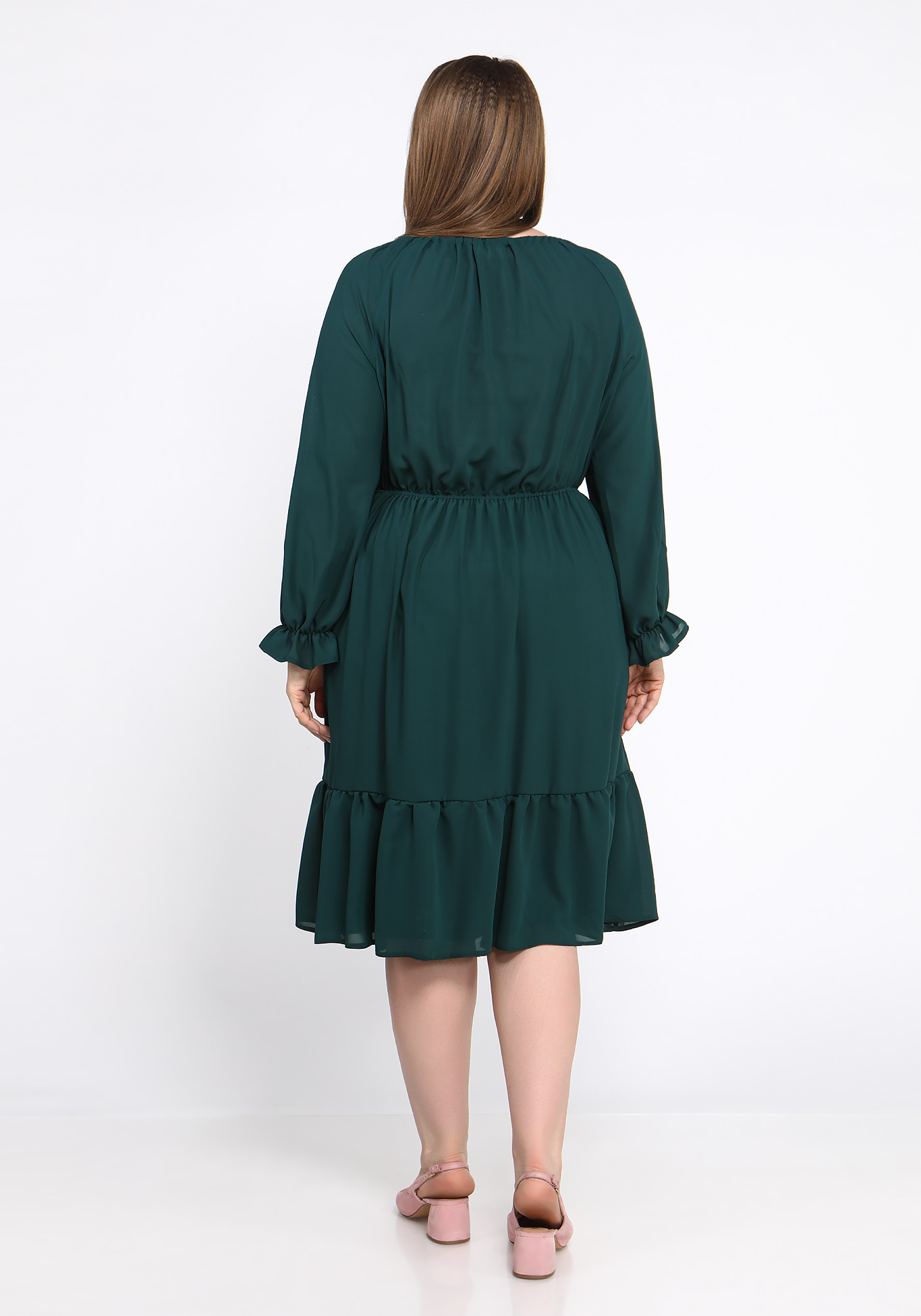 Платье однотонное с воланом Bianka Modeno, размер 52, цвет красный - фото 6