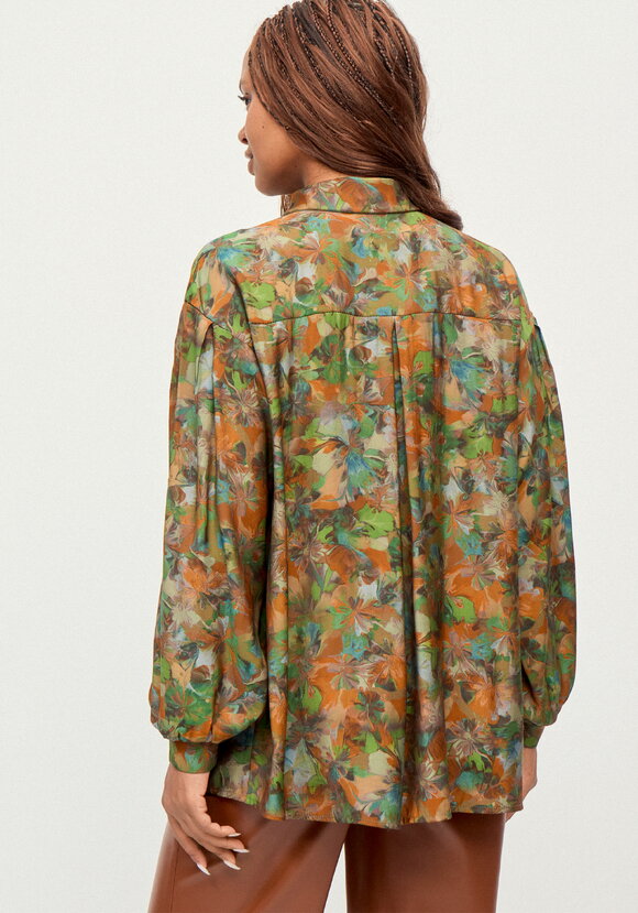 Блуза из ткани с акварельным принтом шир.  580, рис. 11