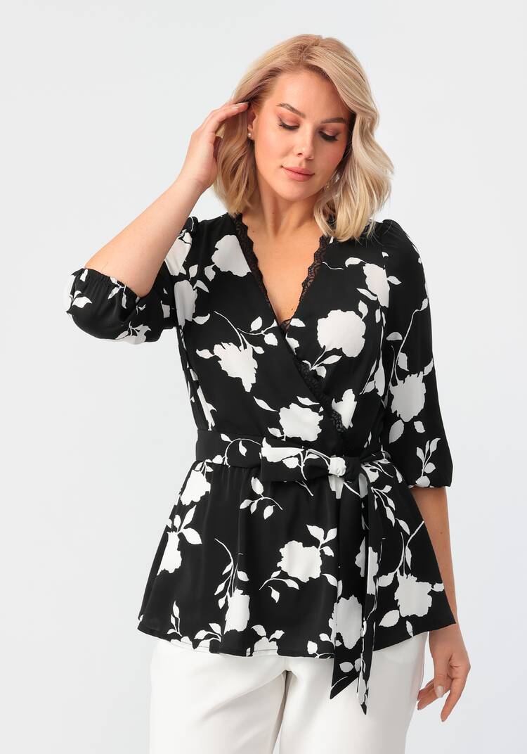 Блуза на запах с кружевом шир.  750, рис. 18