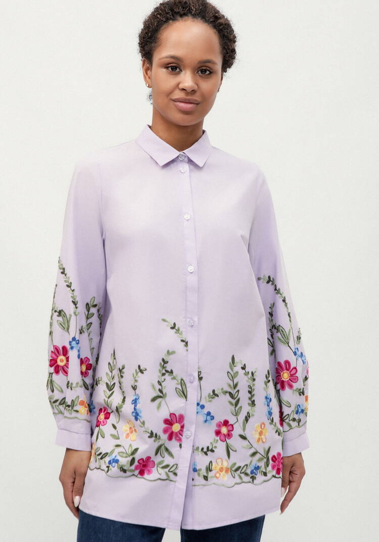 Рубашка с цветочной вышивкой шир.  750, рис. 20