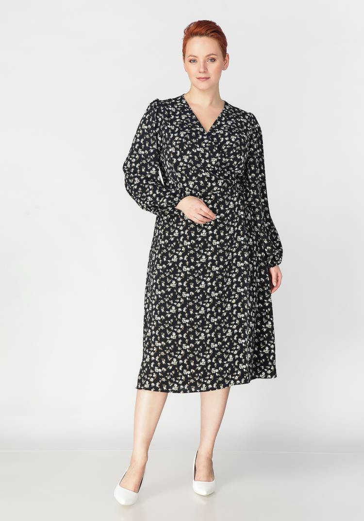 Платье принтованное на запах с поясом шир.  750, рис. 5