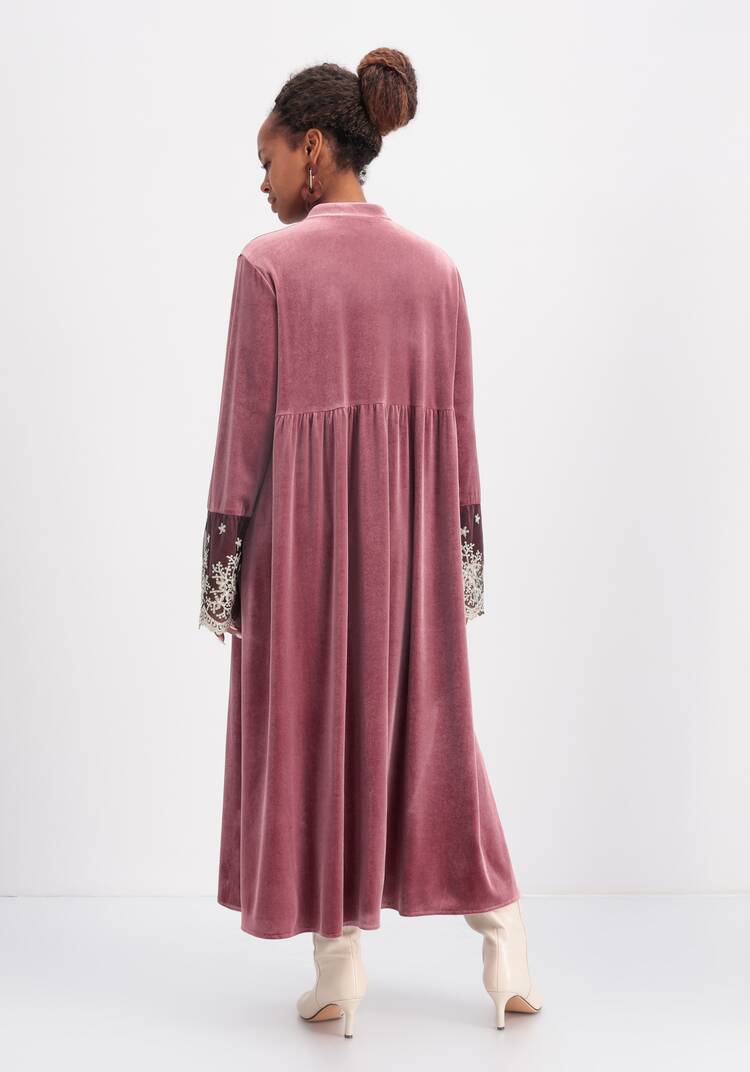 Платье бархатное с кружевом по кокетке шир.  750, рис. 3