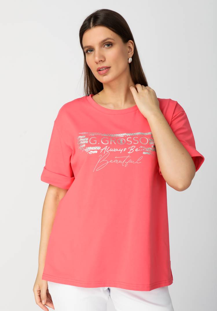 Футболка с принтом и разрезами по бокам шир.  750, рис. 9