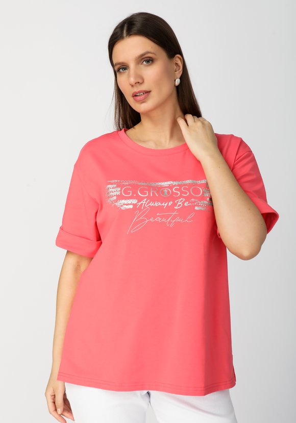 Футболка с принтом и разрезами по бокам шир.  580, рис. 9