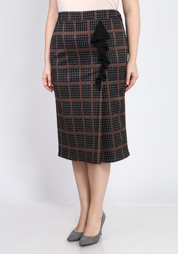 Юбка в клетку с вертикальным воланом шир.  580, рис. 5