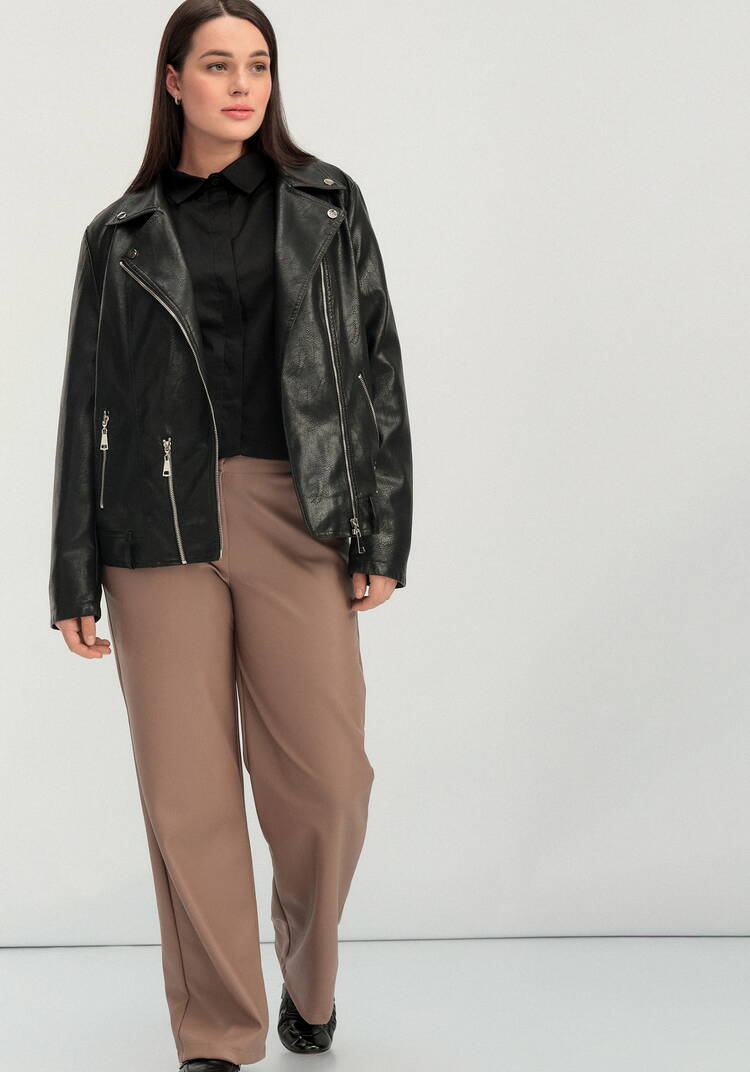 Брюки прямого кроя из экокожи шир.  750, рис. 15