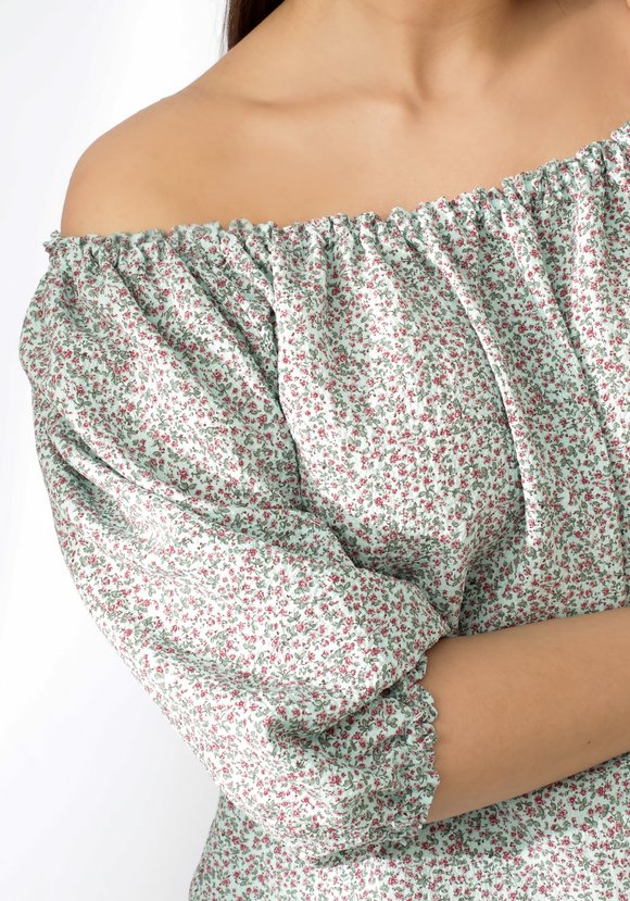 Блуза А силуэта с рукавом  фонариком шир.  580, рис. 18