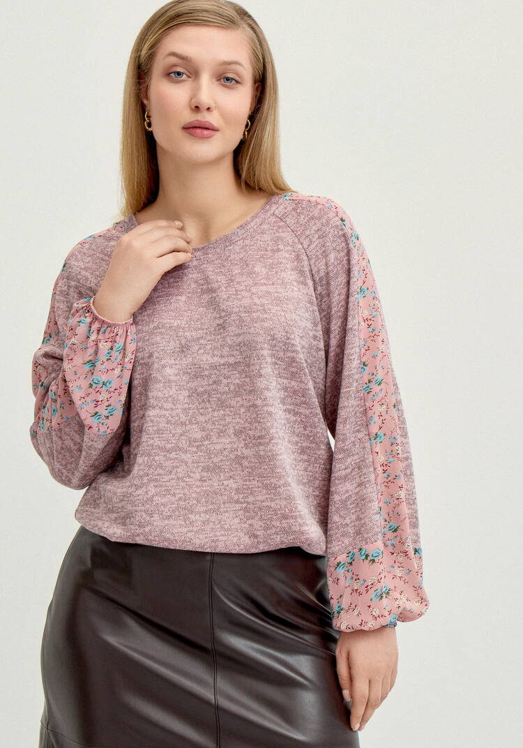 Джемпер с цветочными вставками по рукавам шир.  750, рис. 15