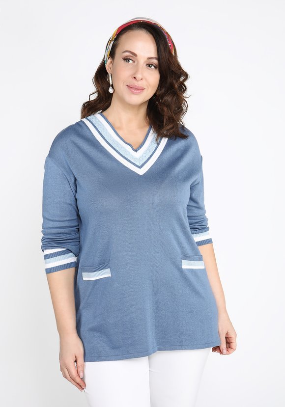 Туника с контрастным V-образным вырезом шир.  580, рис. 2