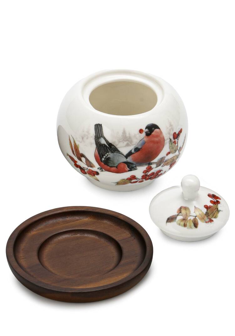 Сахарница фарфоровая Снегири шир.  750, рис. 4