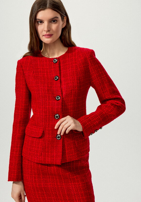 Пиджак из однотонного твида на пуговицах шир.  580, рис. 13