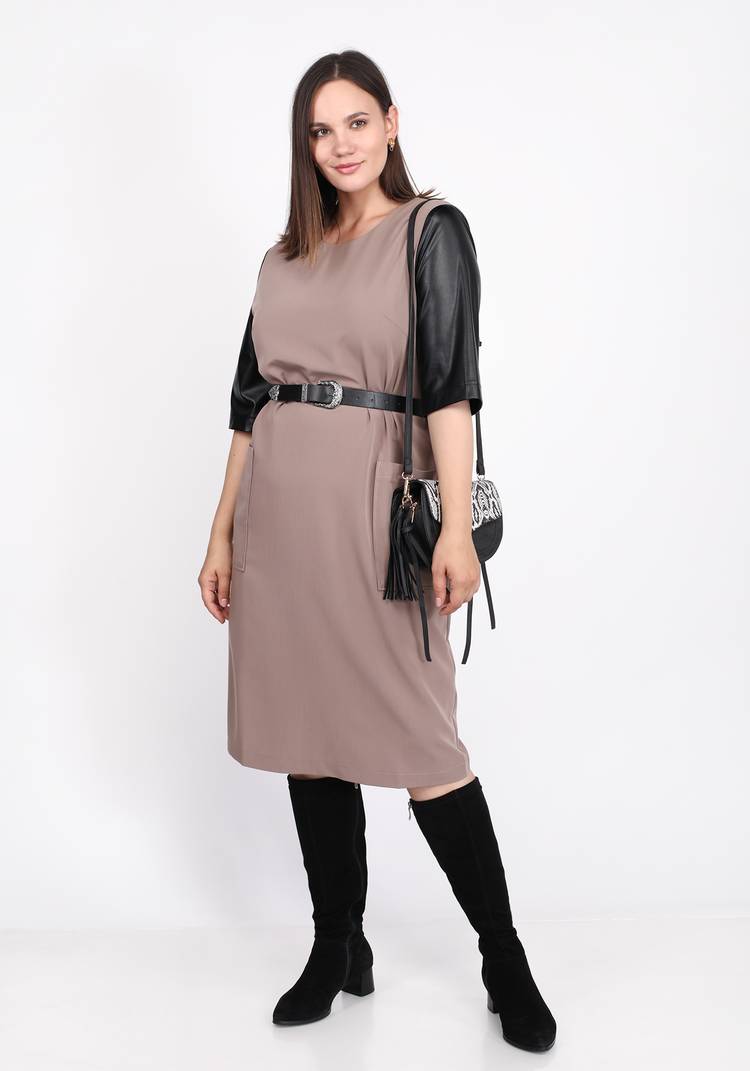 Платье с рукавами из экокожи шир.  750, рис. 7