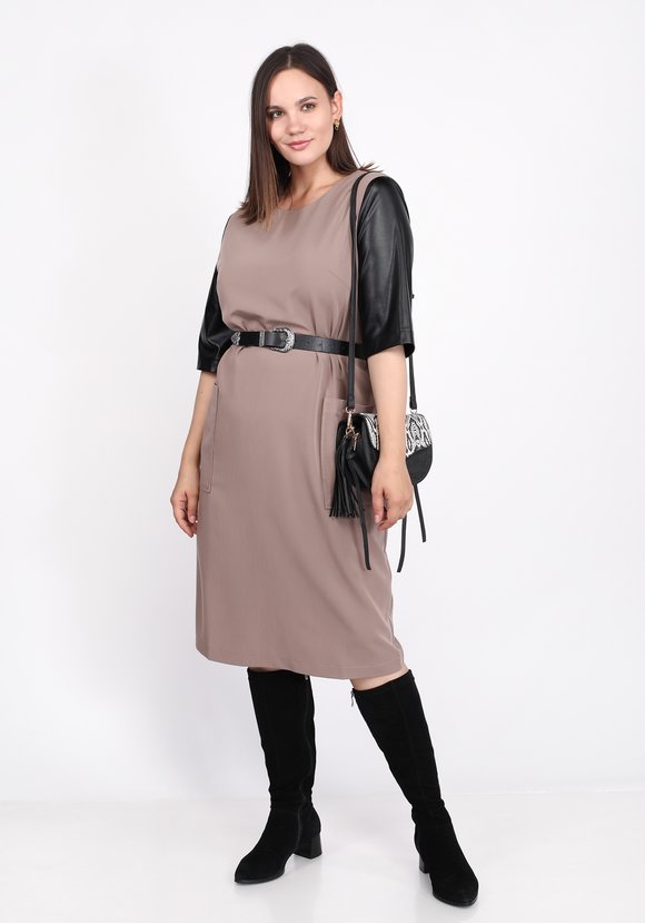 Платье с рукавами из экокожи шир.  580, рис. 7