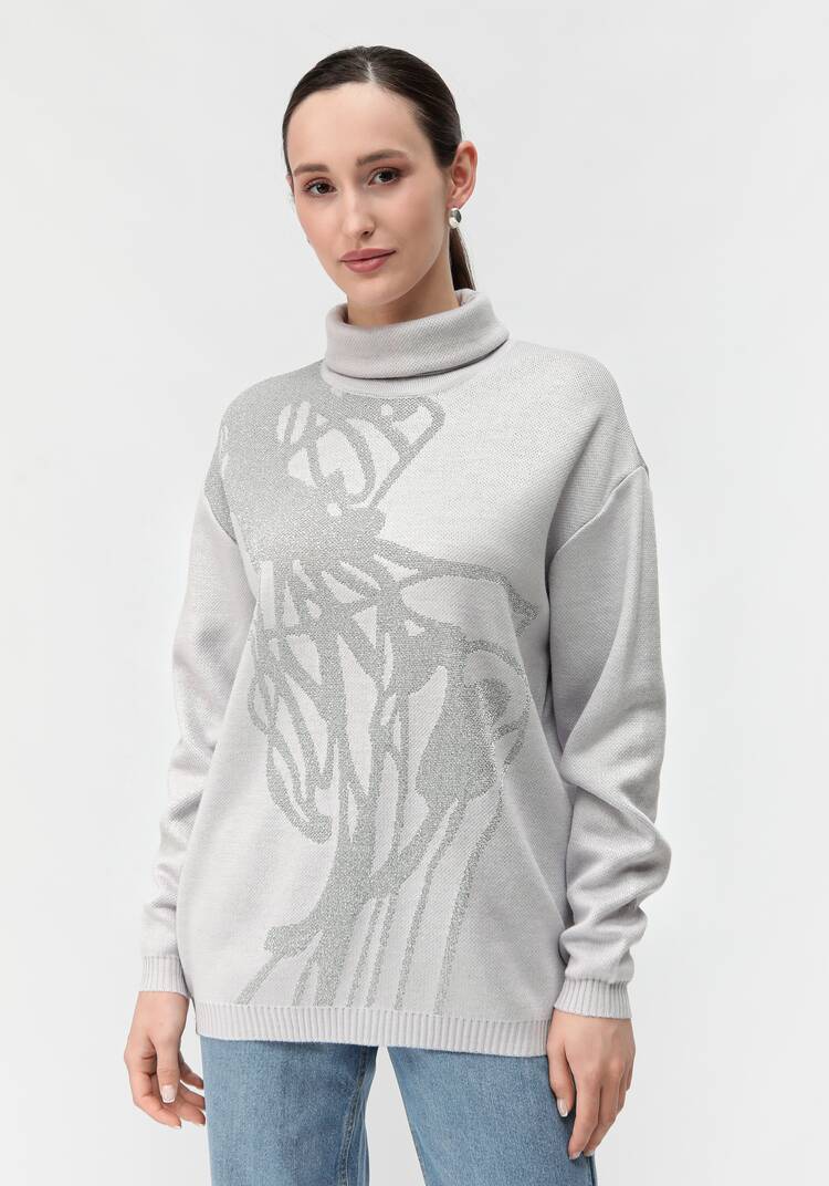 Туника женская с абстракцией и высоким горлом шир.  750, рис. 10