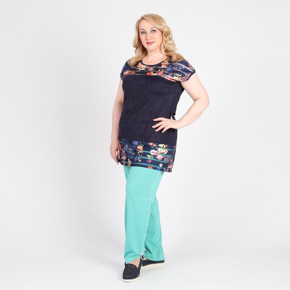 Блуза с цветочными вставками шир.  580, рис. 2