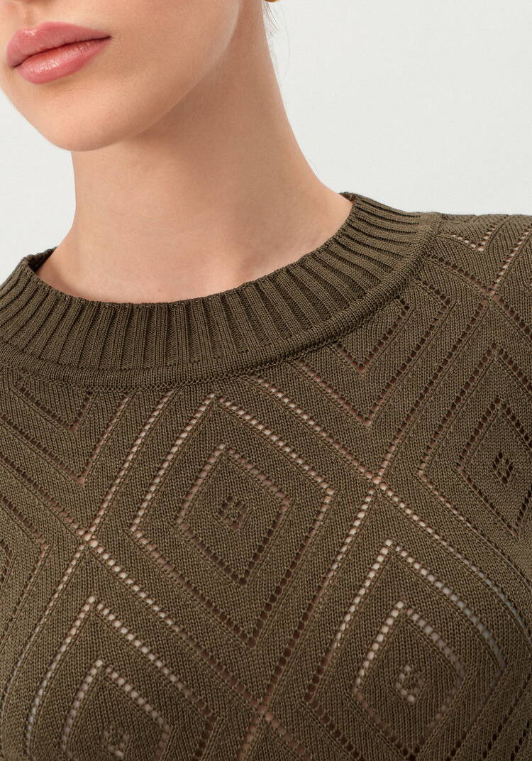 Джемпер с  ажурными ромбами шир.  750, рис. 13