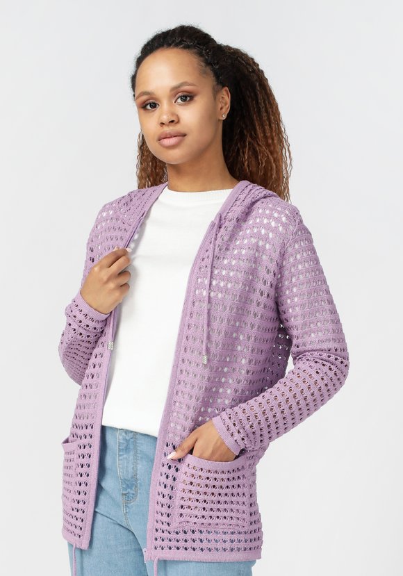 Кардиган вязаный с капюшоном на молнии шир.  580, рис. 7