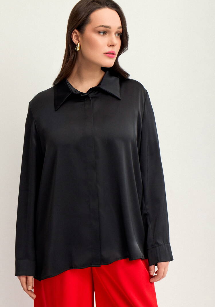 Блуза из шелка с супатной застежкой шир.  750, рис. 4