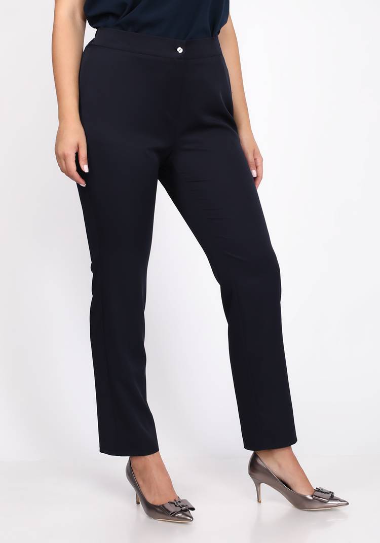 Брюки на резинке прямого кроя однотонные шир.  750, рис. 5