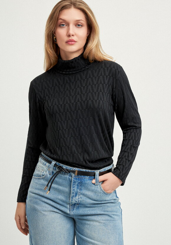 Водолазка с фактурным рисунком и воротом шир.  580, рис. 16