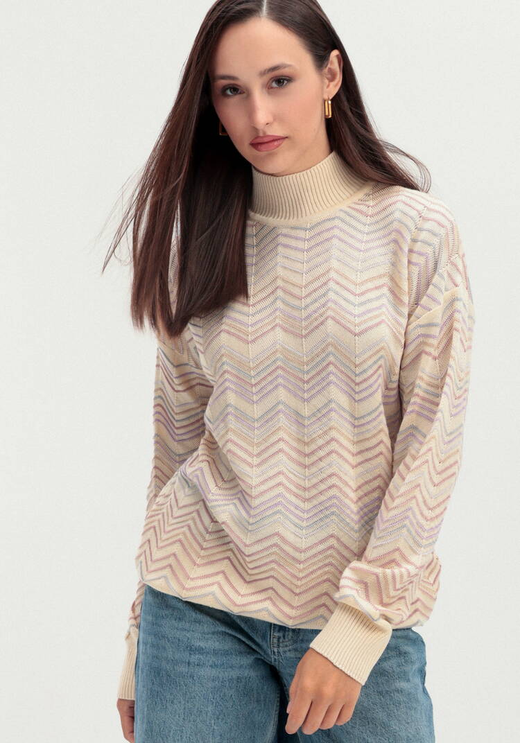 Свитер с высоким горлом и принтом зигзаг шир.  750, рис. 15