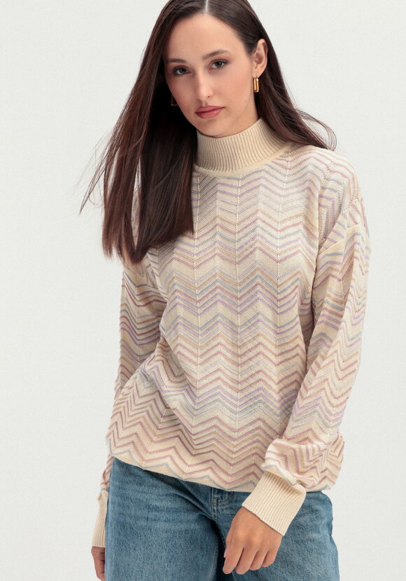 Свитер с высоким горлом и принтом зигзаг шир.  580, рис. 15
