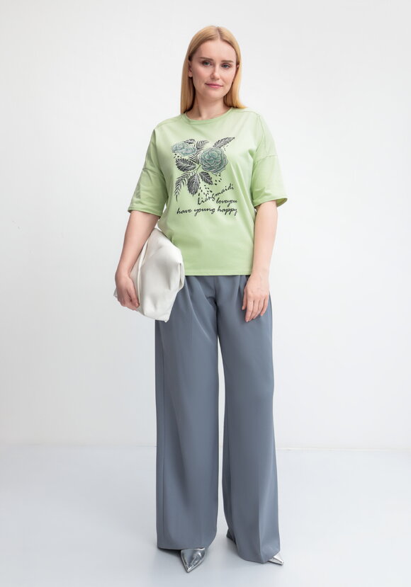 Футболка с принтом Зеленый цветок шир.  580, рис. 12