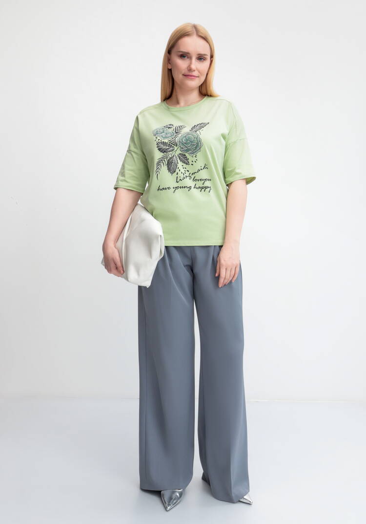 Футболка с принтом Зеленый цветок шир.  750, рис. 12