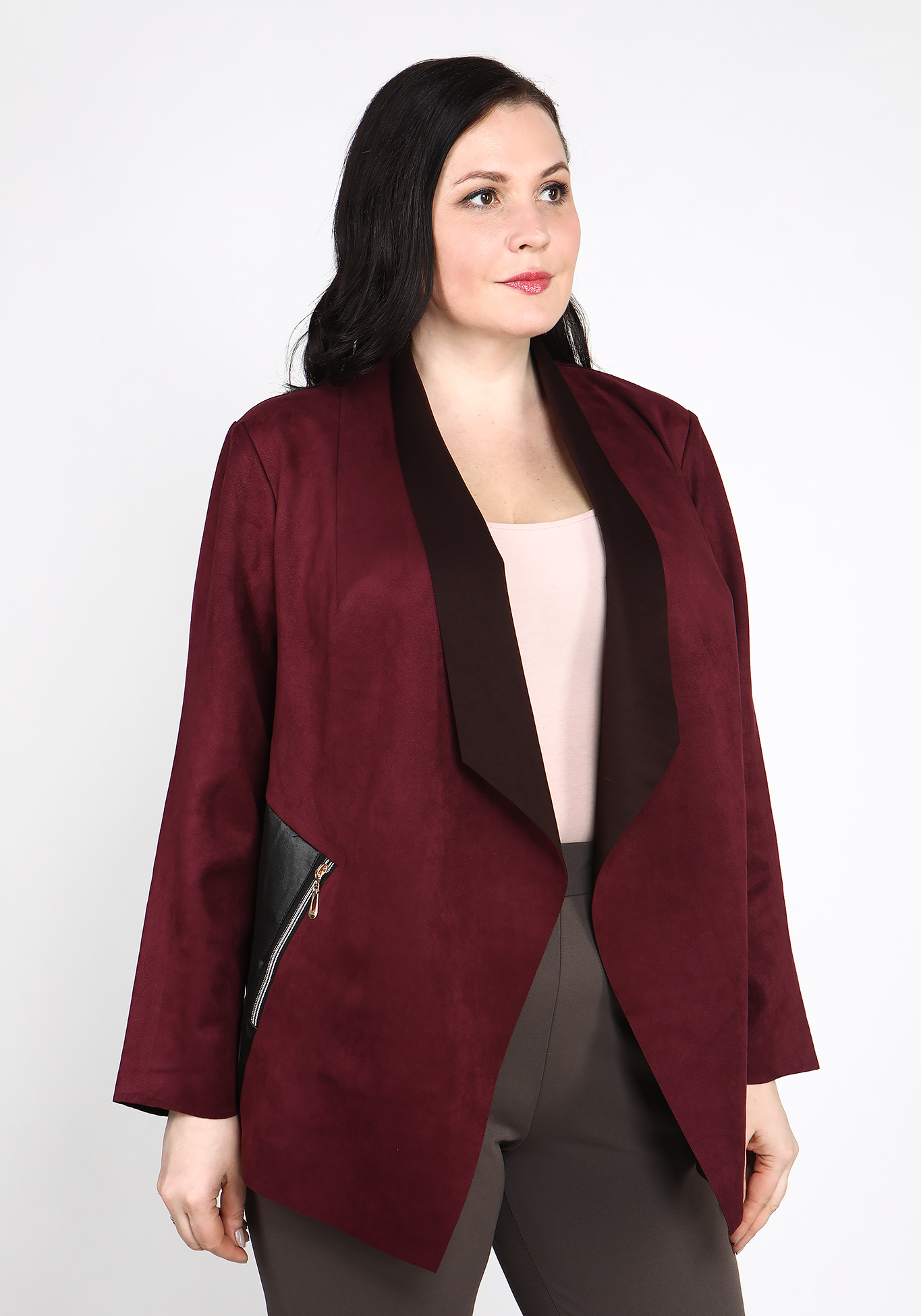 Жакет с длинным рукавом из эко-замши