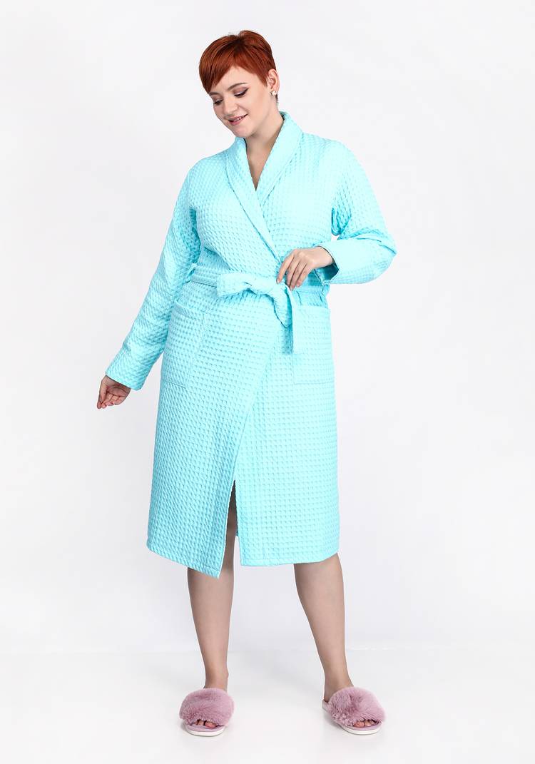 Халат вафельный в крупную клетку шир.  750, рис. 4