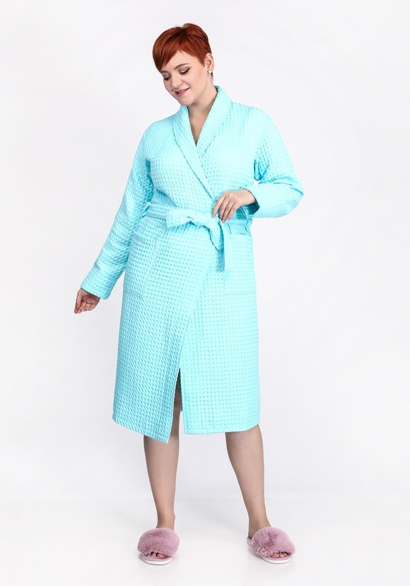 Халат вафельный в крупную клетку шир.  580, рис. 4