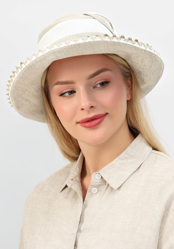 Шляпка из льна Нежный цветок шир.  580, рис. 4