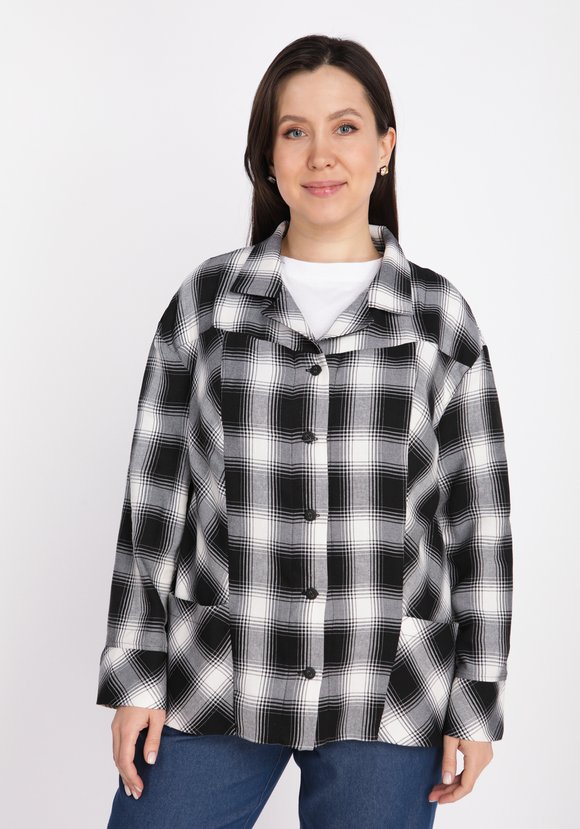 Блуза в клетку с накладными карманами шир.  580, рис. 22