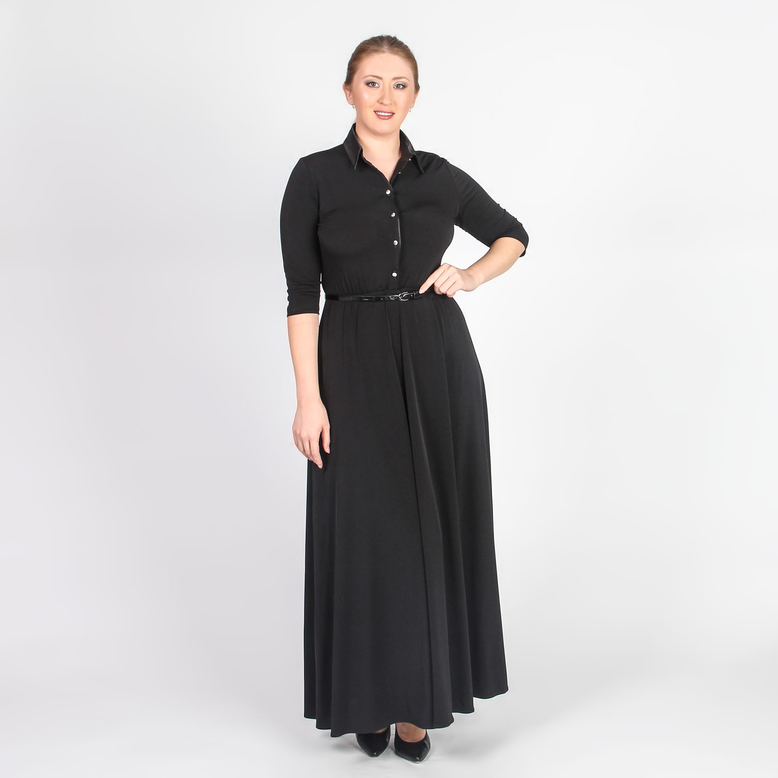 Платье-макси с отложным воротником Alina Assi, цвет черный, размер 46 - фото 1