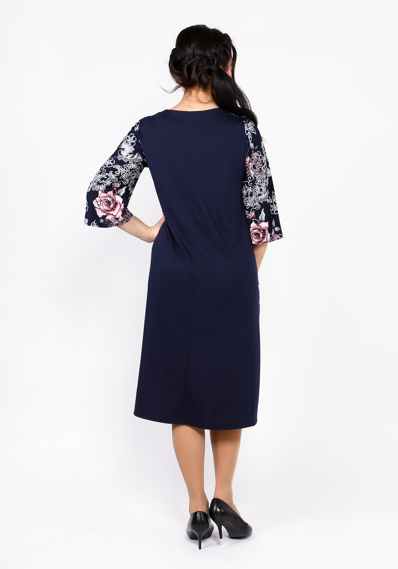 Платье с высокой талией и расклешенной юбкой Bianka Modeno, размер 48, цвет синий - фото 10