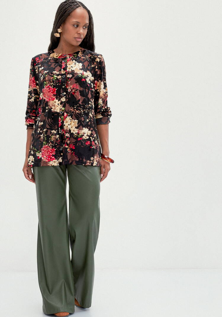 Блуза с цветочным принтом из бархатa шир.  750, рис. 7