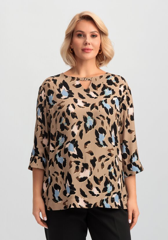 Блуза из вискозы с анималистичным принтом шир.  580, рис. 4