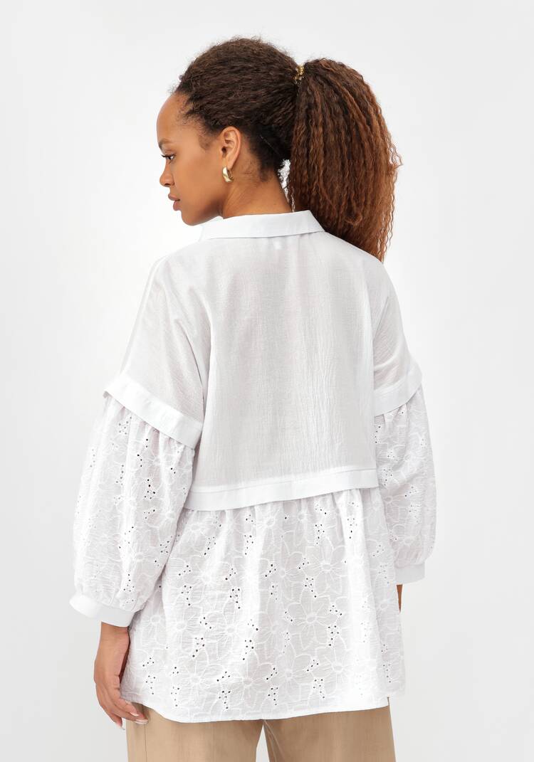 Блуза ажурная с отрезной кокеткой шир.  750, рис. 3