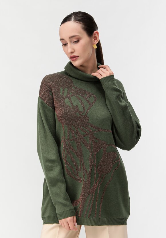 Туника женская с абстракцией и высоким горлом шир.  580, рис. 30