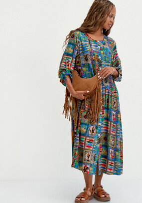 Удлиненное платье свободного кроя с принтом