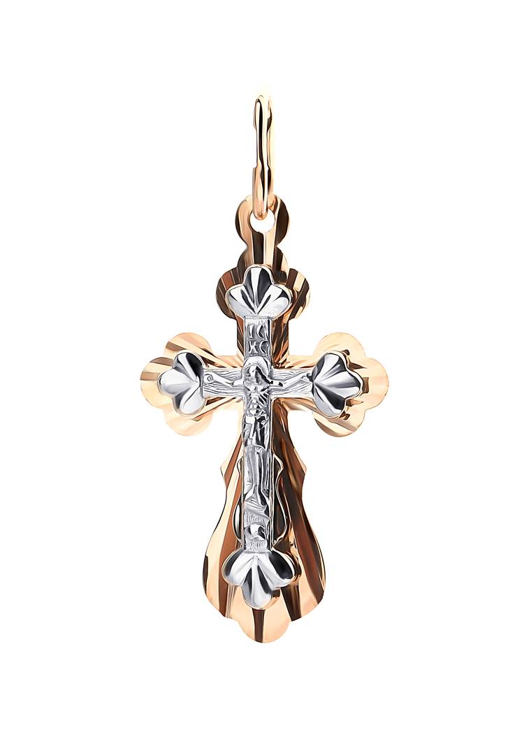 Подвеска-крест золотая  Иисус шир.  750, рис. 1
