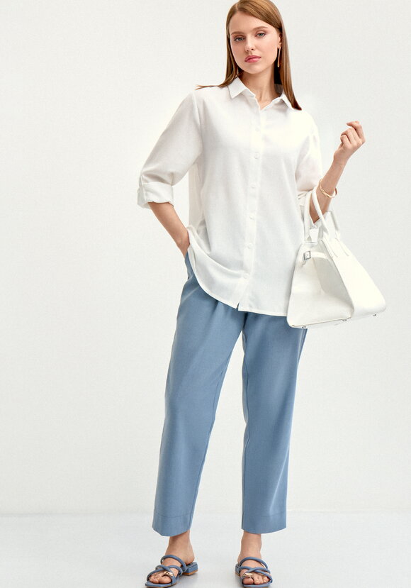 Брюки прямые изо льна шир.  580, рис. 8