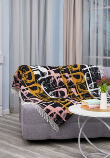 Плед с бахромой Хлопковый жаккард