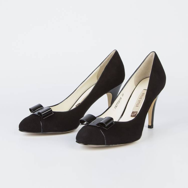 Туфли женские велюровые на элегантном каблуке шир.  750, рис. 1