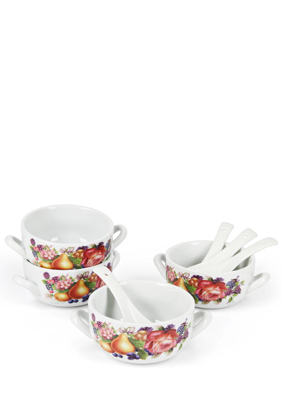 Набор фарфоровых бульонниц с ложками, 4 шт. шир.  580, рис. 6