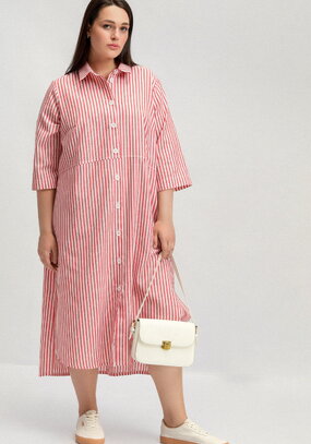 Платье-рубашка в полоску прямого силуэта