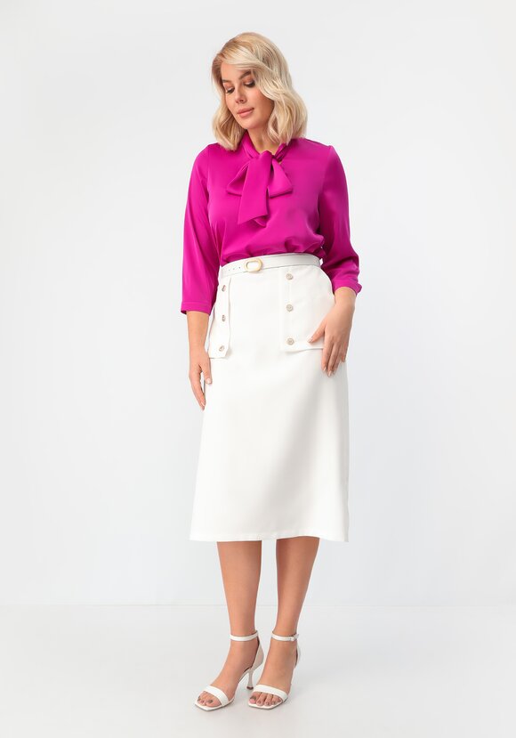 Юбка прямая на эластичном поясе с пуговицами шир.  580, рис. 17