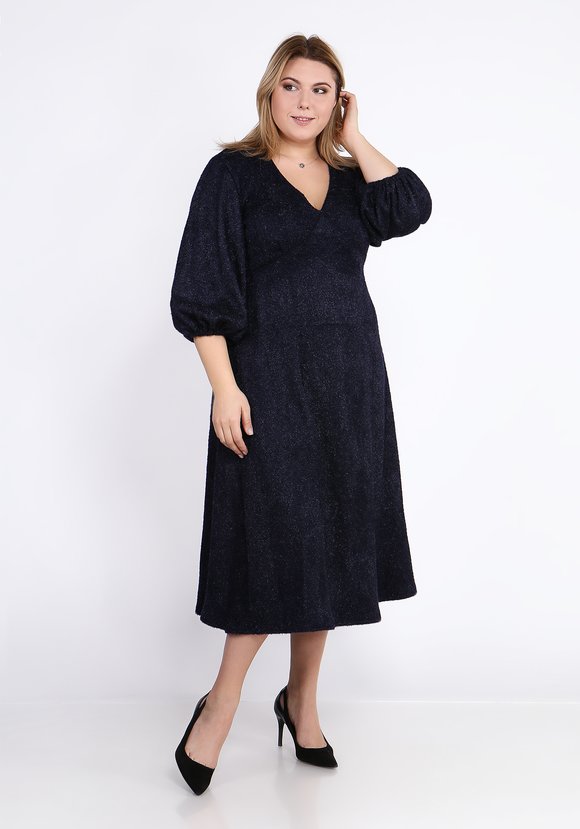 Платье с V-вырезом из ткани с блеском шир.  580, рис. 6