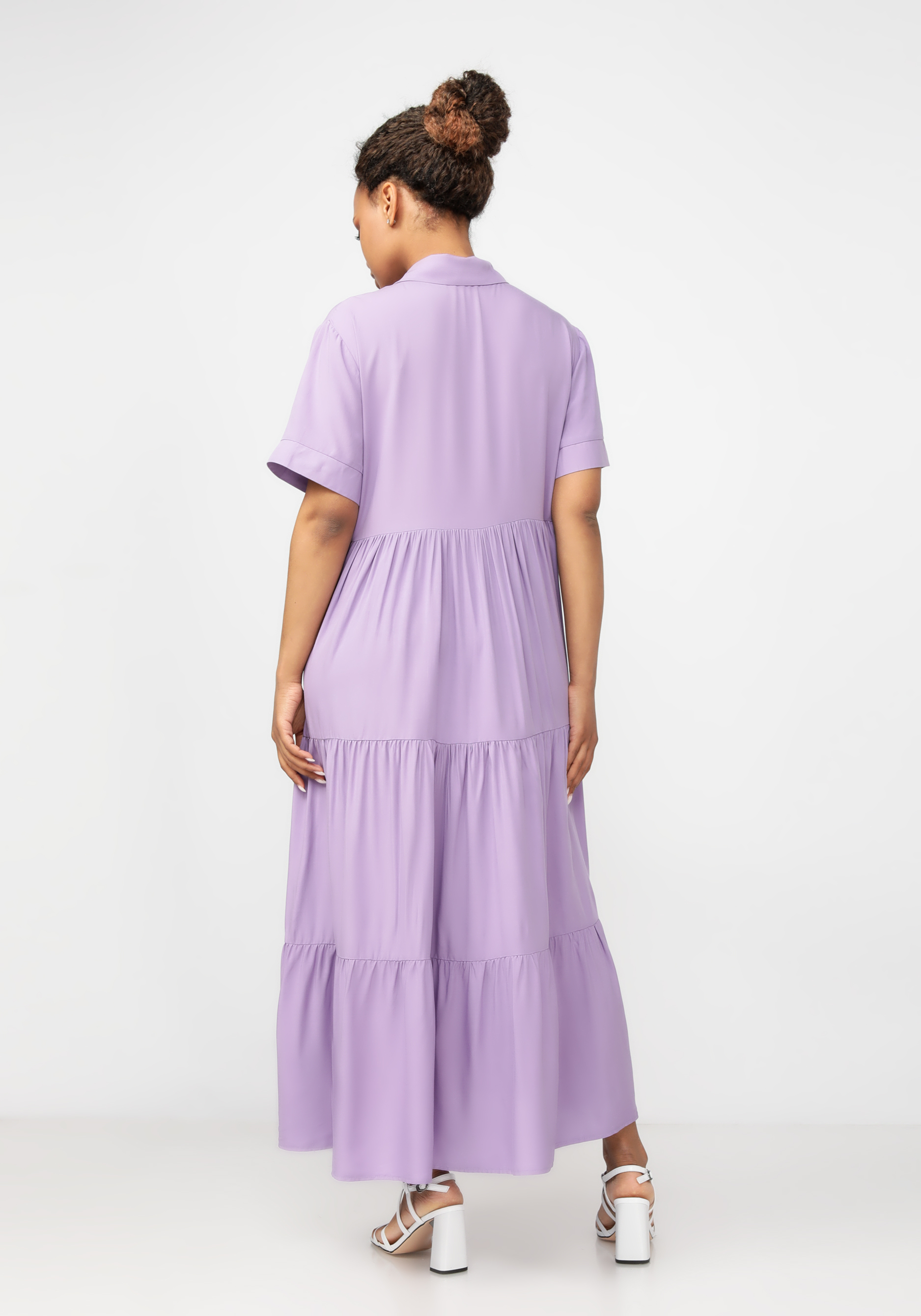 Платье рубашка на пуговицах свободного кроя Bianka Modeno, цвет фиолетовый, размер 50 - фото 3